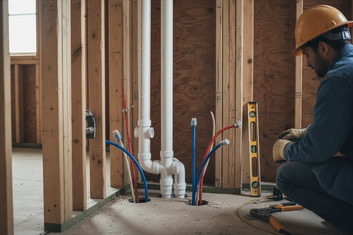Drain and supply rough-in during Garbage Disposal Repair in Argyle